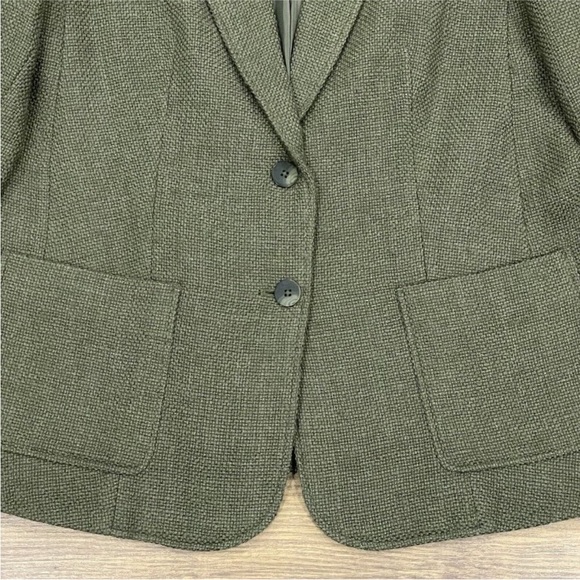 J. Jill Olive Wool Blend Tweed Relaxed Blazer Jacket - Picture 10 of 12